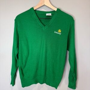 blarney Woollen mills Ireland Green V-Neck Men's Sweater size small best